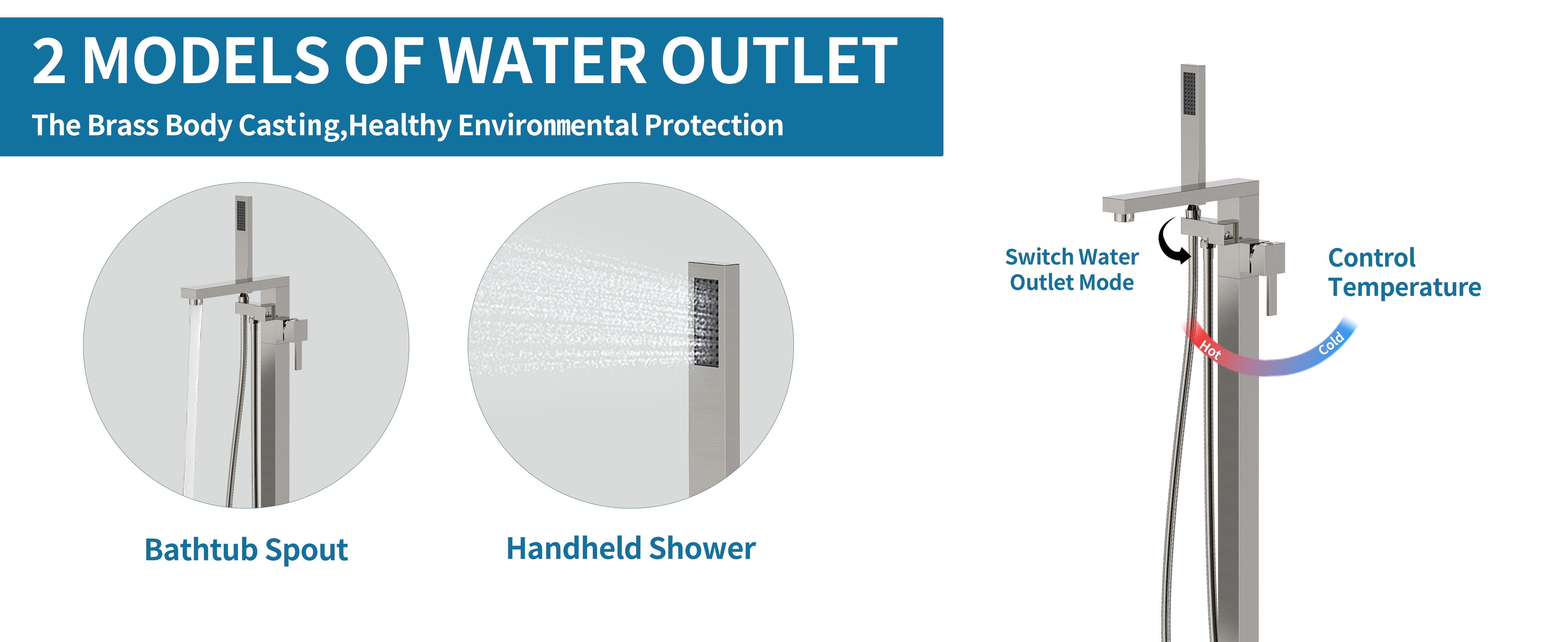 Freestanding Waterfall Bathtub Faucet With Hand Shower Brass_voghion.com